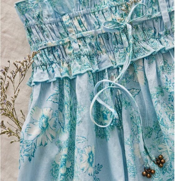 NEW FREE PEOPLE Still The One Lounge Ruffles Wide Leg Cotton Pants - Picture 3 of 9